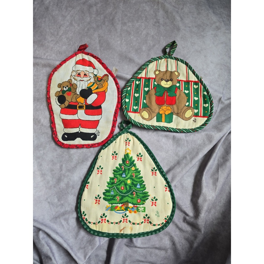Lot Of 3 Vintage Christmas CSC Potholder Hot Pads